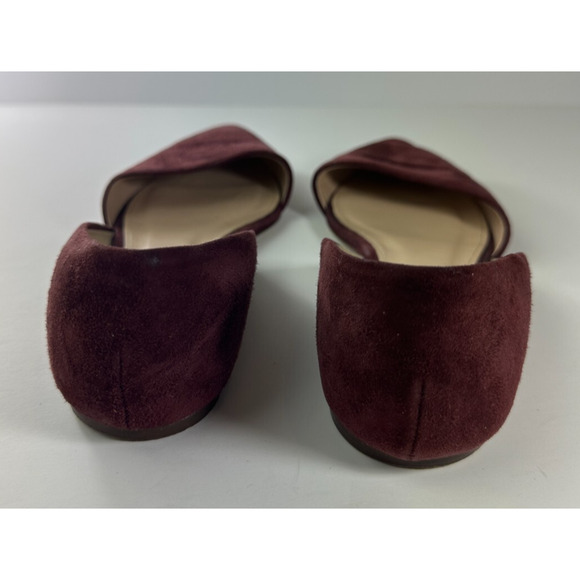 J. Crew D'Orsay Pointed Toe Leather Suede Flats Size 6 Burgundy Maroon E0033 - Picture 9 of 12